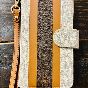 Michael Kors Beige and Brown Striped Wallet
